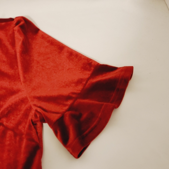 Ranphee Ruffle Sleeve Bow Tie Neck Velvet Dress - Picture 12 of 15